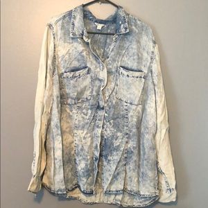 Acid Wash Button Down Shirt
